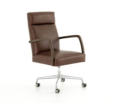 Masterson Leather Desk Chair / Oak / Havana Brown Leather - Image 0