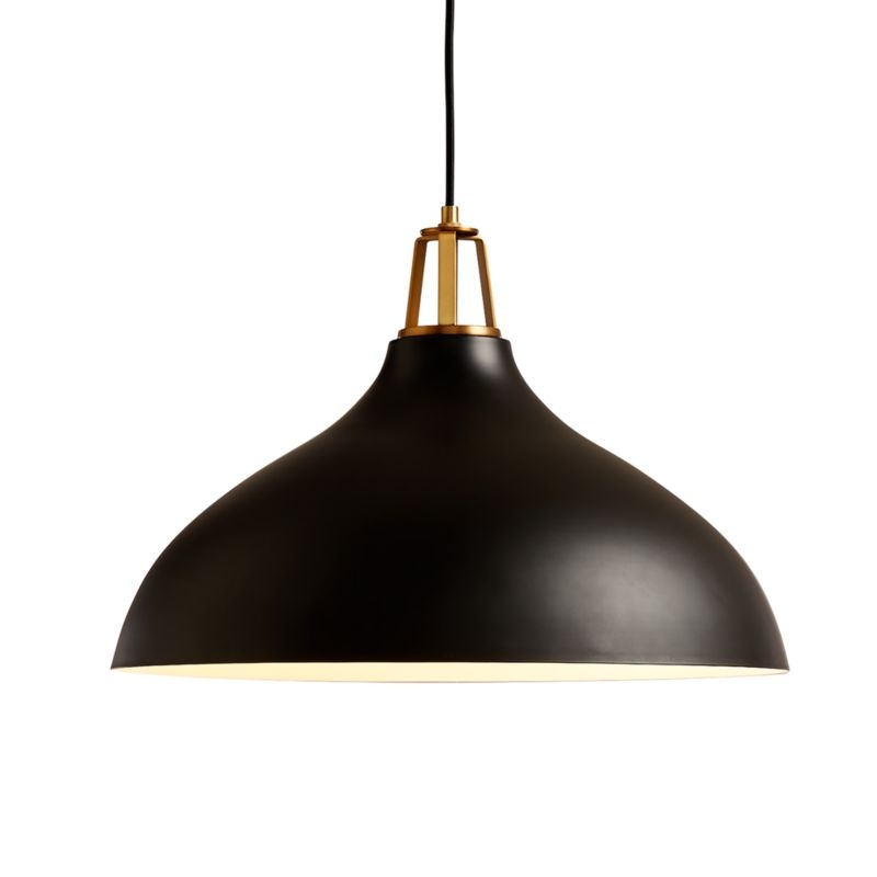 Maddox Black Bell Large Pendant Light with Brass Socket - Image 7