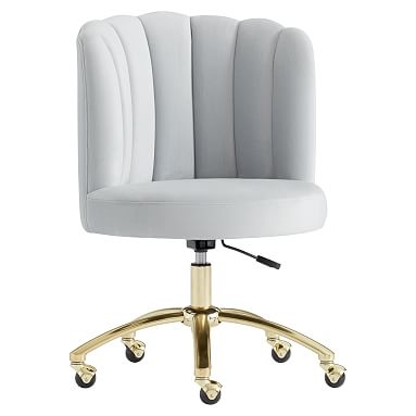 Channel Stitch Task Chair, Lustre Velvet Silver - Image 0