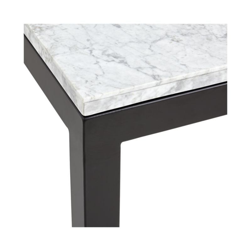 Parsons White Marble Top/ Dark Steel Base 20x24 End Table - Image 3