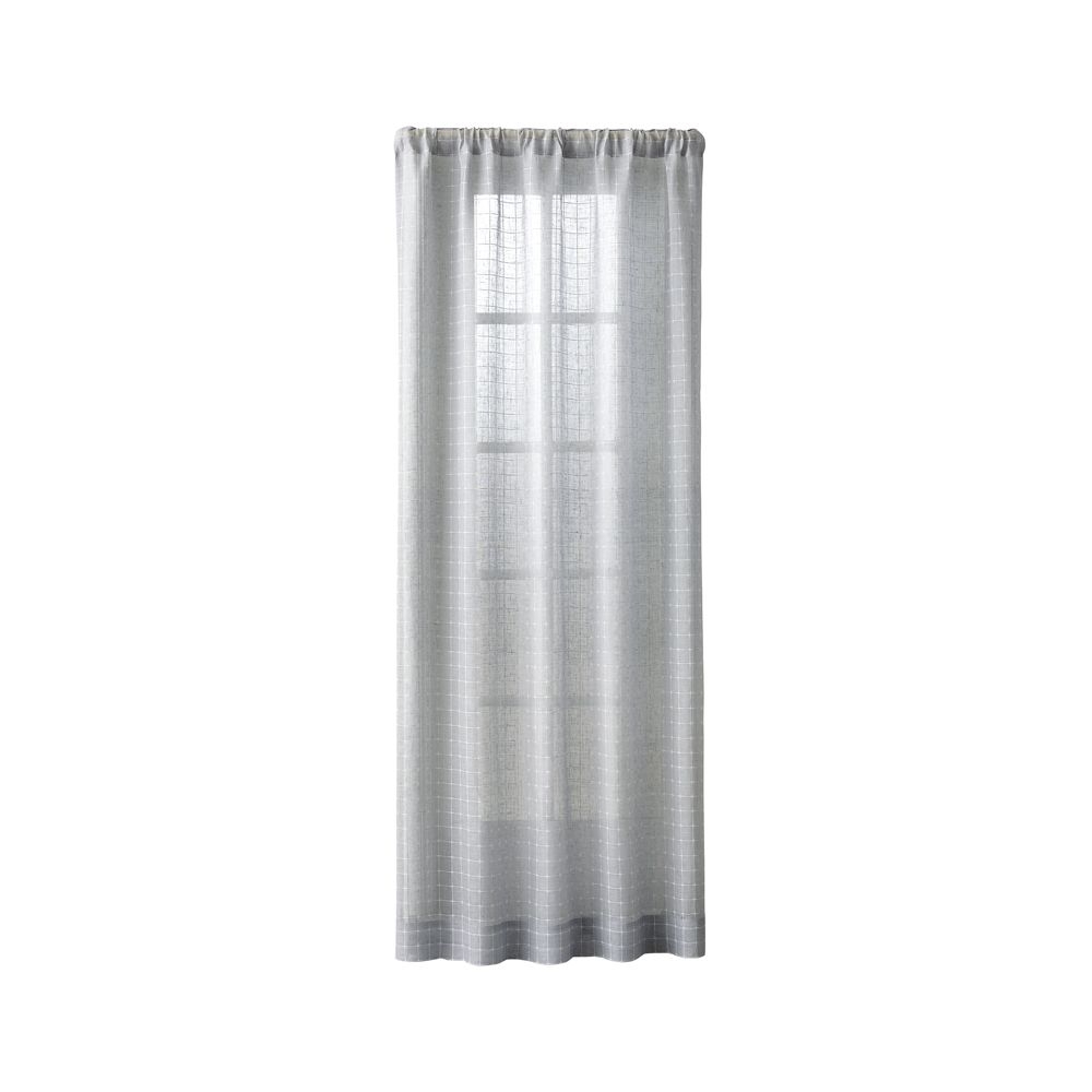 Isabela Grey Grid Curtain Panel 50"x84" - Image 0