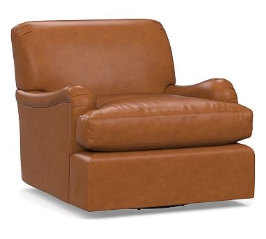Carlisle Leather Swivel Armchair, Polyester Wrapped Cushions, Signature Maple - Image 0