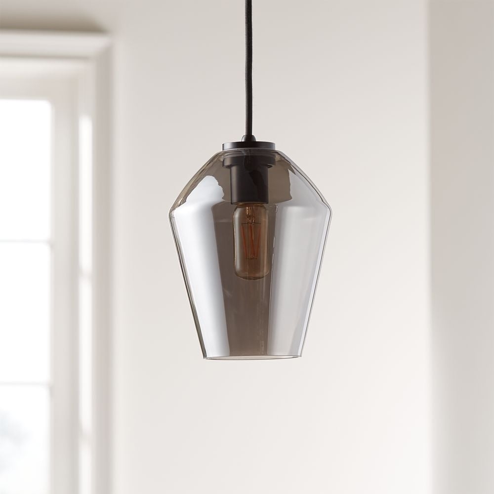 Arren Black Single Pendant Light with Silver Angled Shade - Image 0