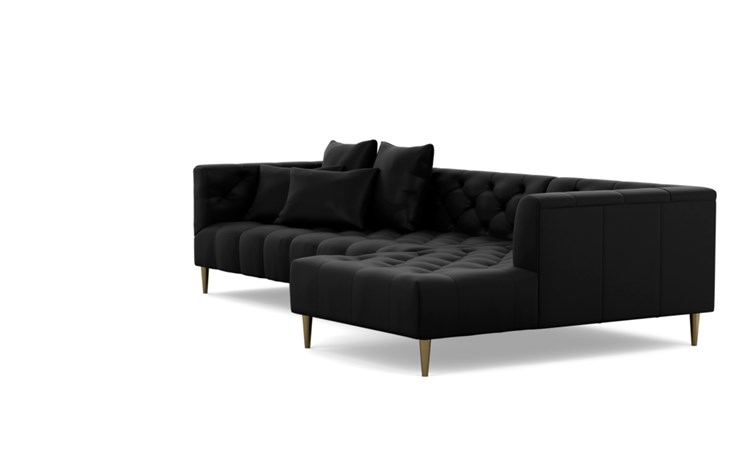 Ms. Chesterfield leather Chaise Sectional with Night and Brass Plated legs - Image 4