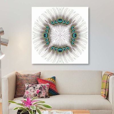 Peacock Feather Mandala Print On Canvas - Image 0