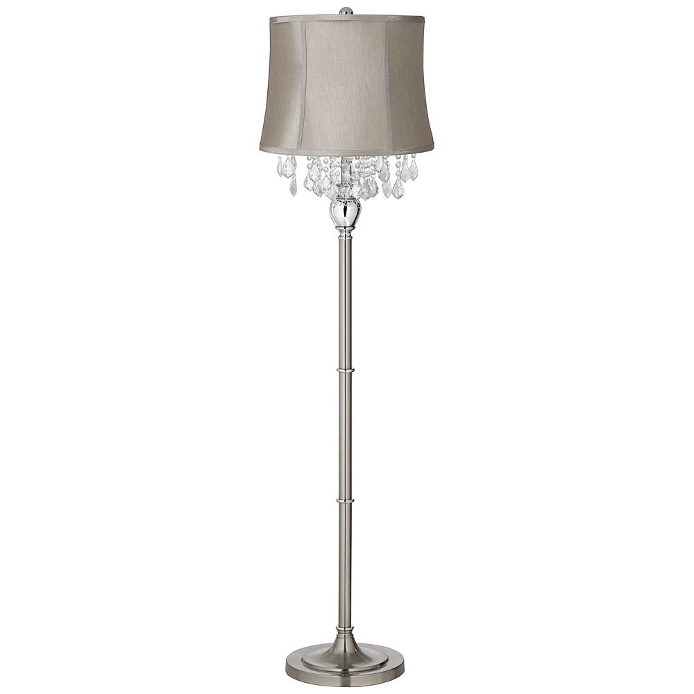 360 Lighting Crystals 62 1/2" Taupe Gray Brushed Nickel Floor Lamp - Image 0