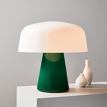 Bella Table Lamp, Small, Green Glass, Milk Glass - Image 0
