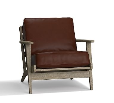 Raylan Leather Armchair with Brown Frame, Down Blend Wrapped Cushions, Signature Whiskey - Image 2