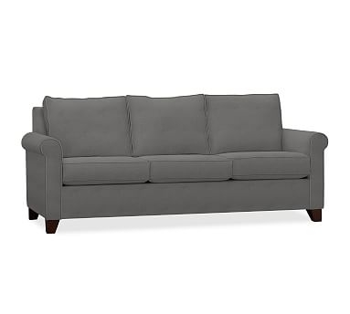 Cameron Roll Arm Upholstered Sofa 88" 3-Seater, Polyester Wrapped Cushions, Basketweave Slub Charcoal - Image 0