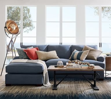 Townsend Roll Arm Upholstered Sofa with Reversible Storage Chaise Sectional, Polyester Wrapped Cushions, Performance Heathered Tweed Desert - Image 5