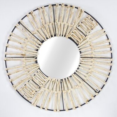 Sela Metal and Woven Eclectic Wall Mirror - Image 0