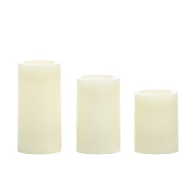Flameless LED Vanilla-Scented Wax Pillar Candle Trio With Remote Control And Timer - Image 0
