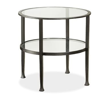 Tanner Metal & Glass Round End Table, Blackened Bronze - Image 0