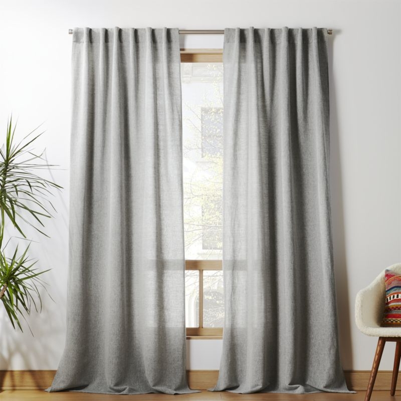 "Weekendr Graphite Grey Chambray Curtain Panel 48""x96""" - Image 2