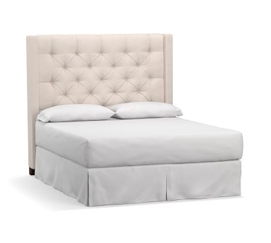 Harper Upholstered Tufted Tall Headboard without Nailheads, King, Microsuede Dove Gray - Image 1