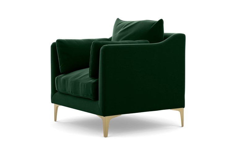Caitlin by The Everygirl Petite Chair with Emerald Fabric and Brass Plated legs - Image 4