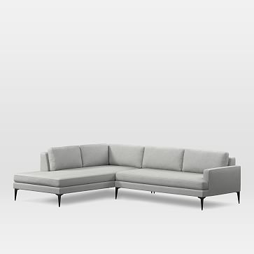 Andes Set 15: Right 2.5 Seater, Left Terminal Chaise, Heathered Crosshatch, Feather Gray, Dark Pewter - Image 0