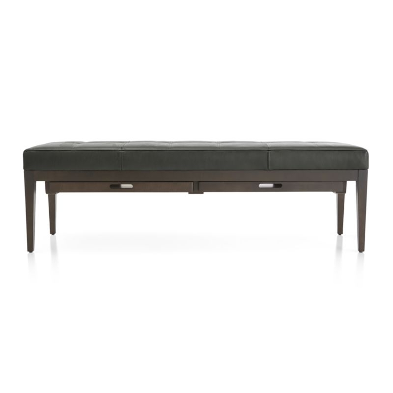 Nash Leather Large Tufted Bench with Tray - Image 1
