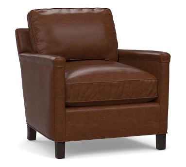 Tyler Square Arm Leather Armchair with Nailheads, Down Blend Wrapped Cushions, Statesville Toffee - Image 4