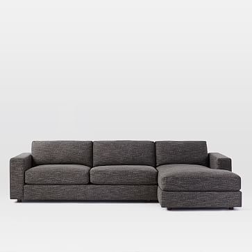 Urban Sectional Set 04: Right Arm 3 Seater Sofa, Left Arm Chaise, Down Blend, Twill, Silver, Concealed Supports - Image 3