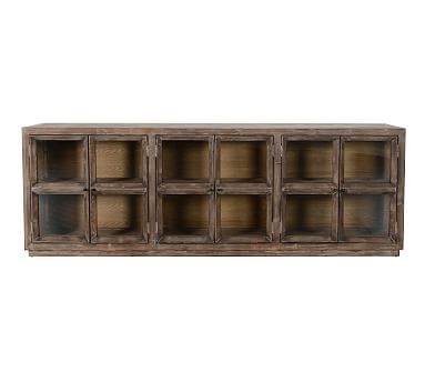 Webb Glass Media Console, Light Washed Reclaimed Pine - Image 0