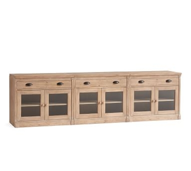 Lucca Large TV Stand with Glass Doors, Salvaged Pine - Image 1
