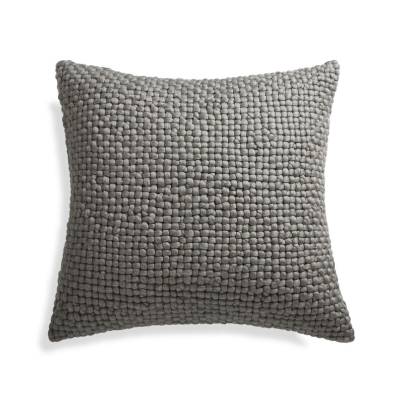 Cozy Weave Grey Pillow with Feather-Down Insert 23" - Image 3