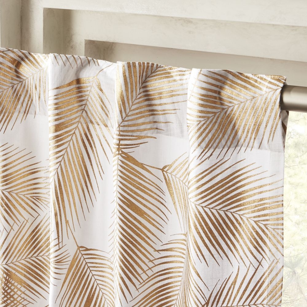 "Gold Palm Leaf Curtain Panel 48""x96""" - Image 0