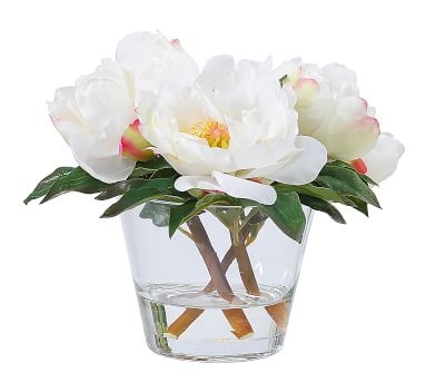 Faux Peony Arrangement in Glass - Image 3