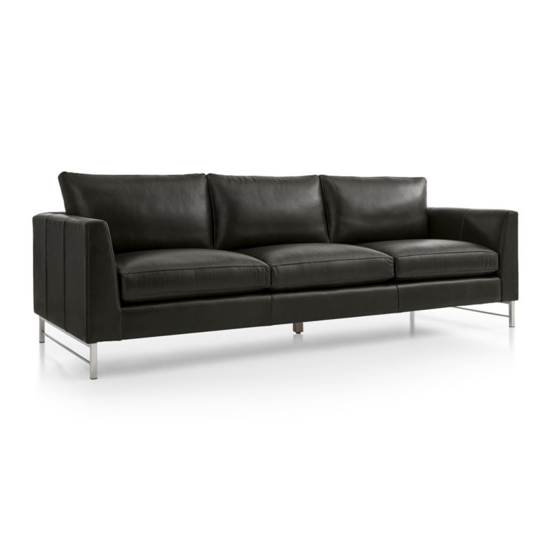 Tyson Leather 102" Grande Sofa with Stainless Steel Base - Image 2