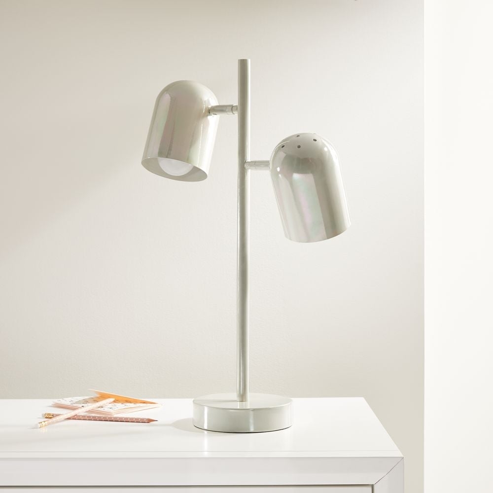 White Iridescent Touch Table Lamp - Image 0