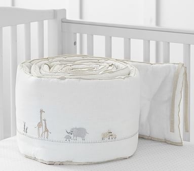 Belgian Linen Baby Animal Toddler Quilt, Ivory - Image 1