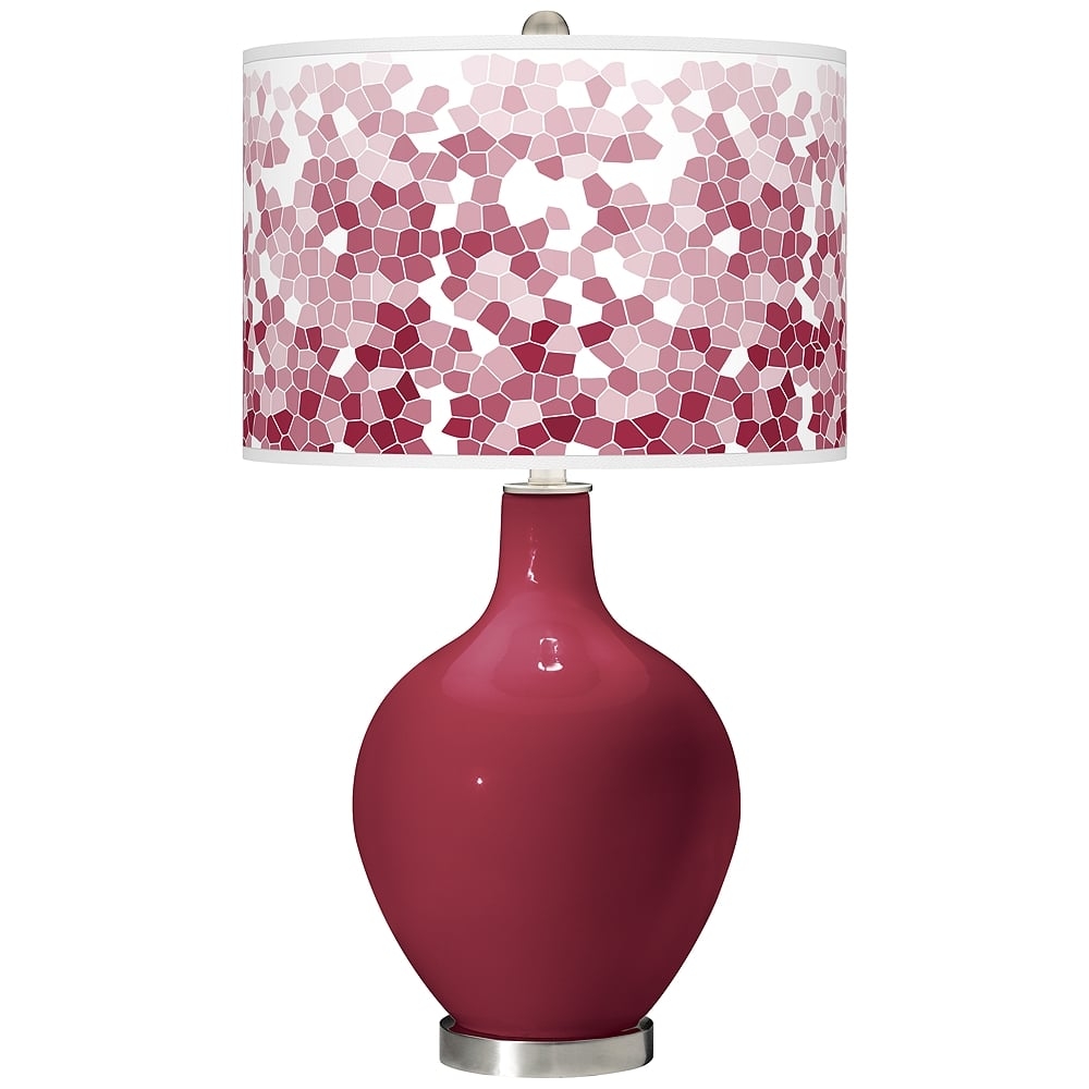 Color Plus Ovo 28 1/2" High Mosaic Shade Antique Red Table Lamp - Image 0