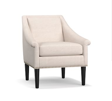 SoMa Valerie Upholstered Armchair, Polyester Wrapped Cushions, Brushed Crossweave Navy - Image 1