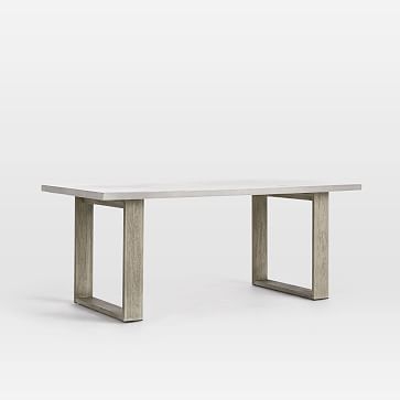 Concrete Outdoor Dining Table + Portside Benches Set, Weathered Gray - Image 2