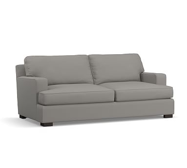 Townsend Square Arm Upholstered Loveseat 78", Polyester Wrapped Cushions, Organic Cotton Basketweave Light Gray - Image 2