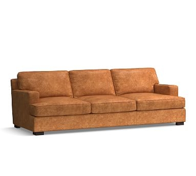 Townsend Square Arm Leather Grand Sofa 100.5", Polyester Wrapped Cushions, Leather Statesville Caramel - Image 3