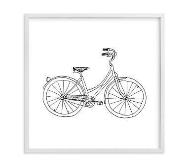 Minted Bicycle by Phrosne Ras, White, 11x11 - Image 0