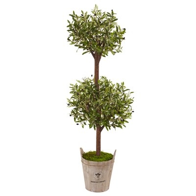 Artificial Olive Floor Boxwood Tree in Planter - Image 0