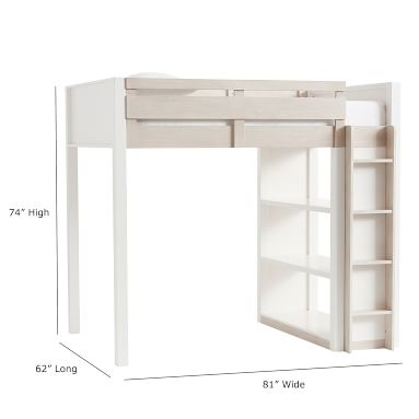 Rhys Loft Bed, Full, Weathered White/Simply White - Image 5
