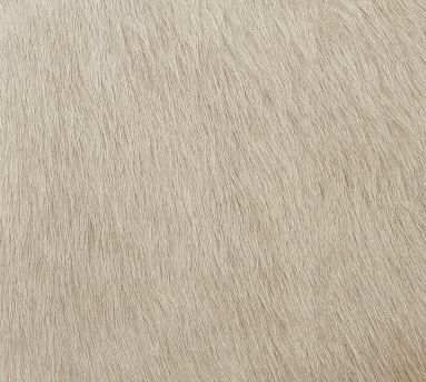 Griffin Square Hair on Hide Ottoman, Beige - Image 1