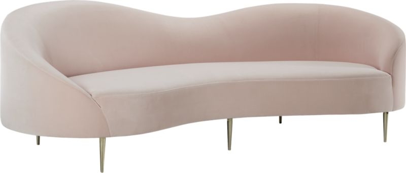 Curvo Pink Velvet Sofa - Image 5