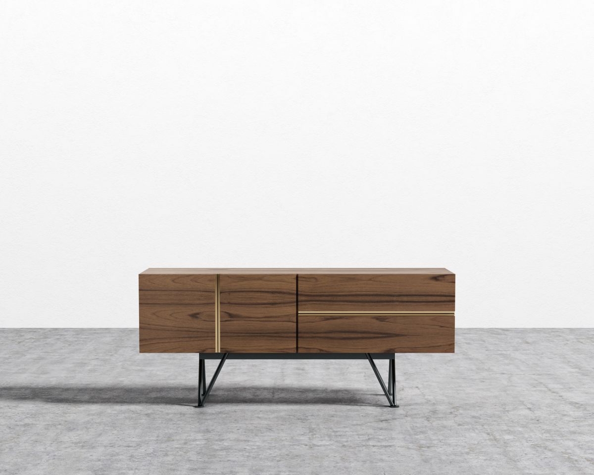 Bennett Media Console - 55" - Walnut Veneer Black Leg - Image 0