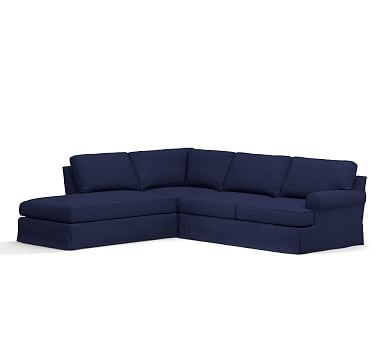 Townsend Roll Arm Right 3 Bumper Sectional Slipcover, Performance Twill Cadet Navy - Image 0