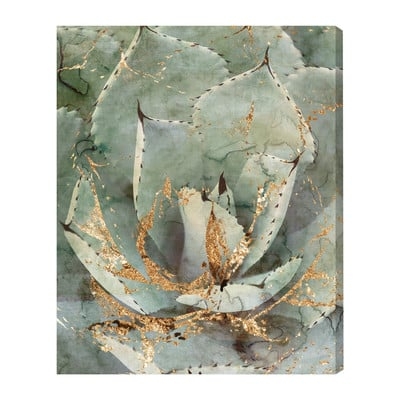'Golden Succulent' Graphic Art on Wrapped Canvas - Image 0