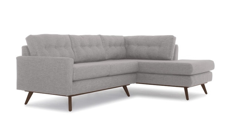 Gray Hopson Mid Century Modern Apartment Sectional with Bumper - Taylor Felt Grey - Coffee Bean - Left - Image 0
