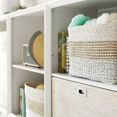 Callum Mixed Shelf Bookcase, 2 Bookcases & 1 Three-Drawer, Weathered White/Simply White - Image 3