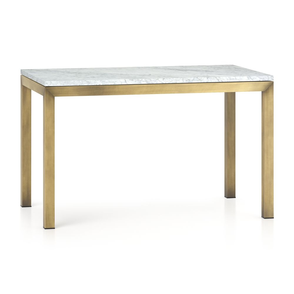Parsons White Marble Top/ Brass Base 48x28 Dining Table - Image 0