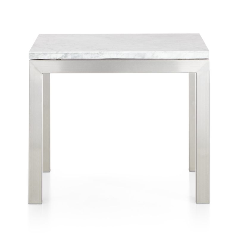 Parsons White Marble Top/ Stainless Steel Base 20x24 End Table - Image 1