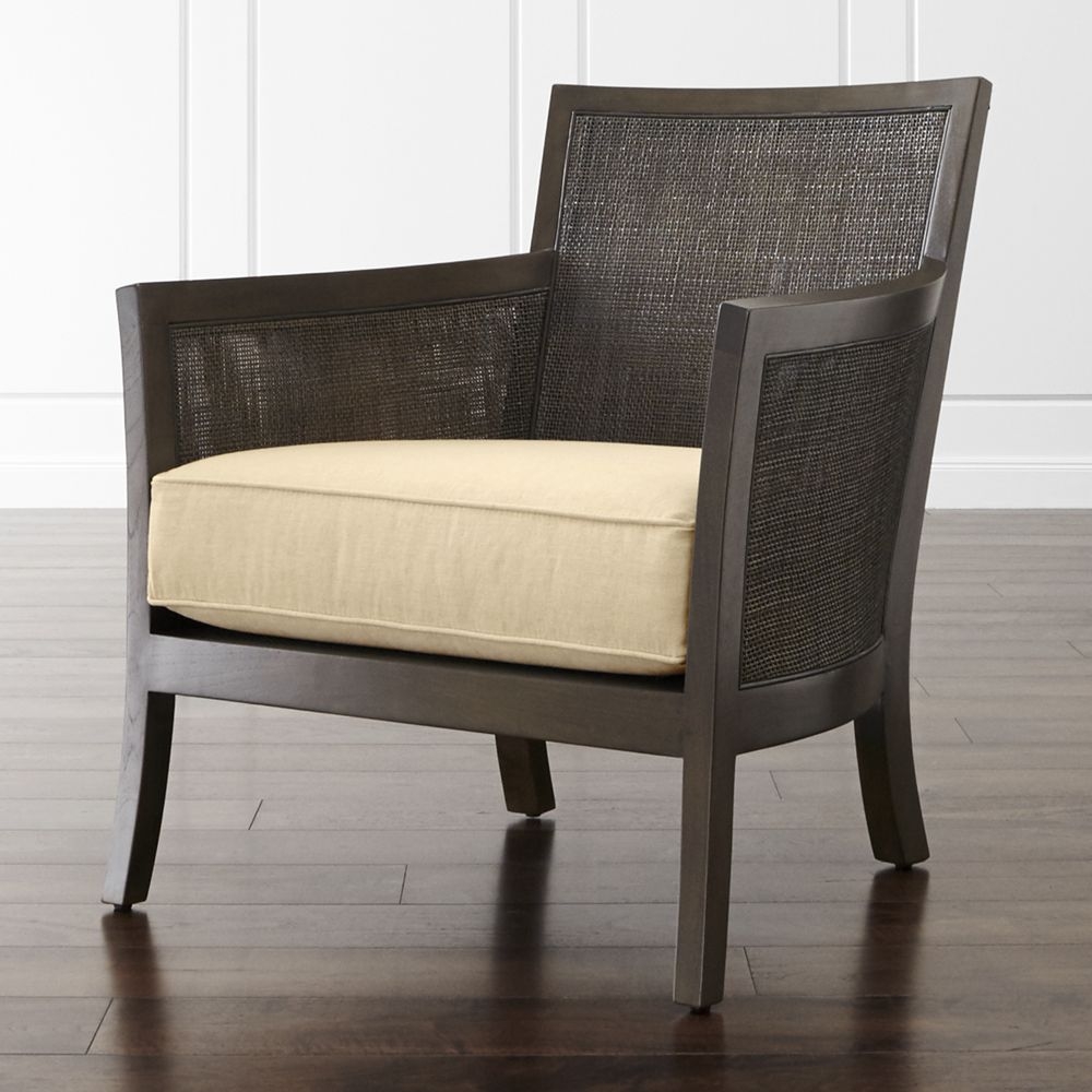 Blake Carbon Grey Rattan Chair with Fabric Cushion - Image 0